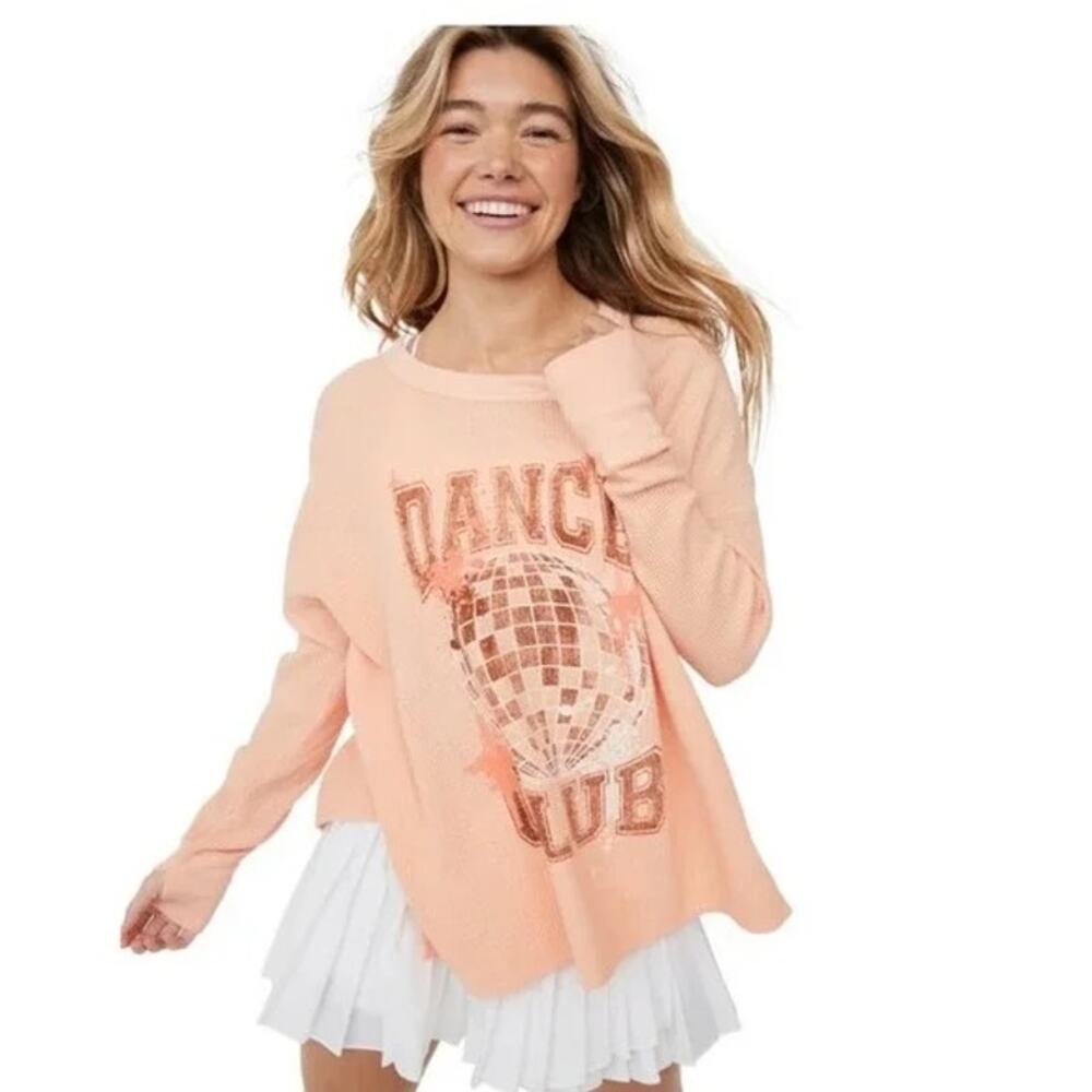 Aeri Offline Waffle knit long sleeve graphic shirt Oversized S